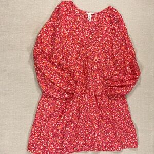 M H&M Pink and Orange Floral Allover Print mini Dress